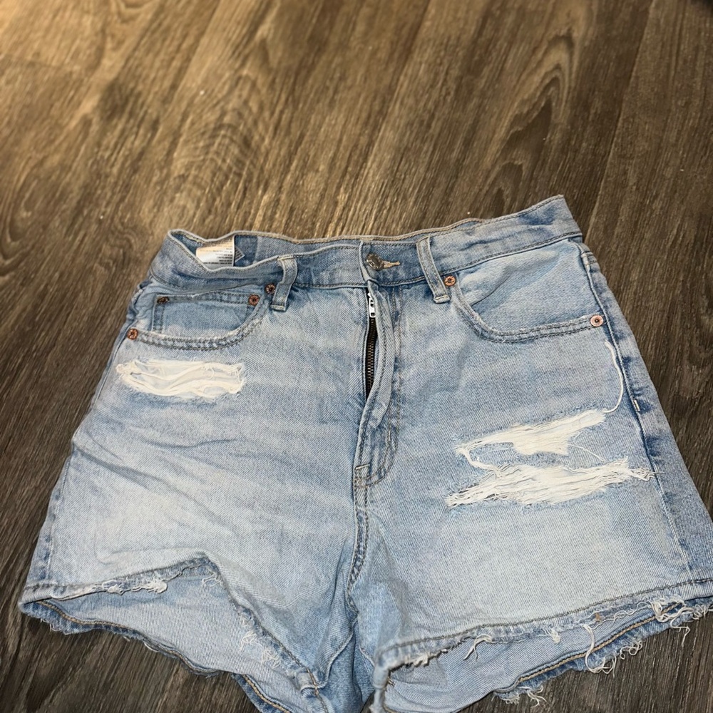American Eagle Outfitters Blue Jean Shorts Distressed High-Waisted